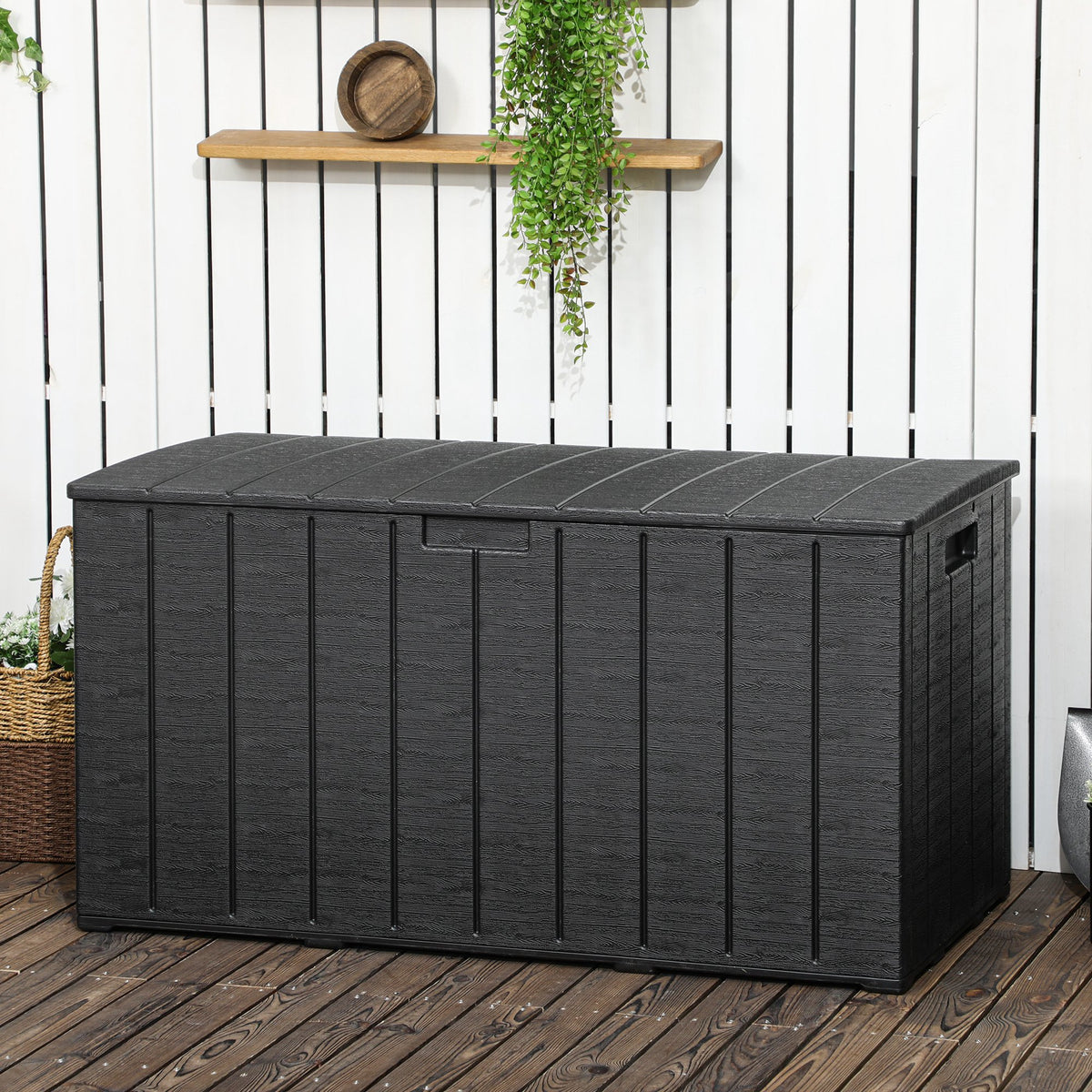 Outsunny Baúl De Almacenamiento Exterior 366l Con Ruedas 122,4x62x64,5 Cm_1
