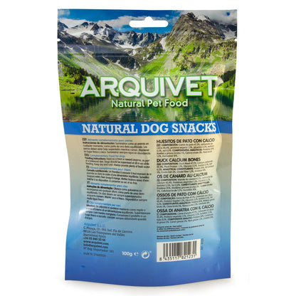 Snack natural para perros  Huesitos de pato con calcio Arquivet 100gr