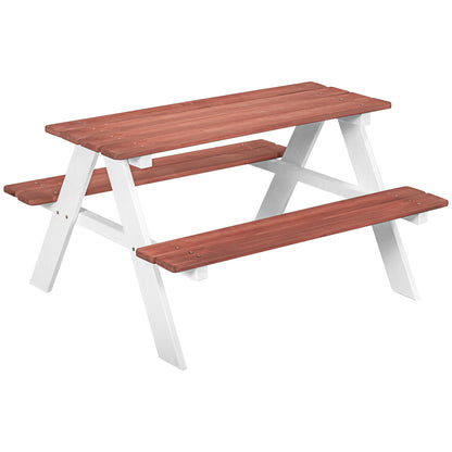 Mesa Picnic Infantil Outsunny 89x79x50 Cm Marrón_0