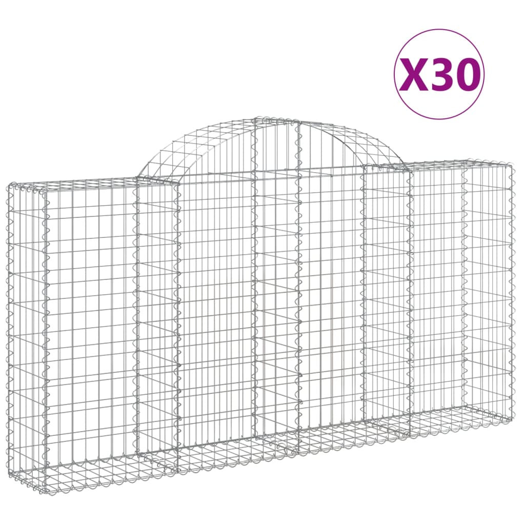 Cestas Gaviones 30 Uds Forma De Arco Hierro 200x30x100/120 Cm_0