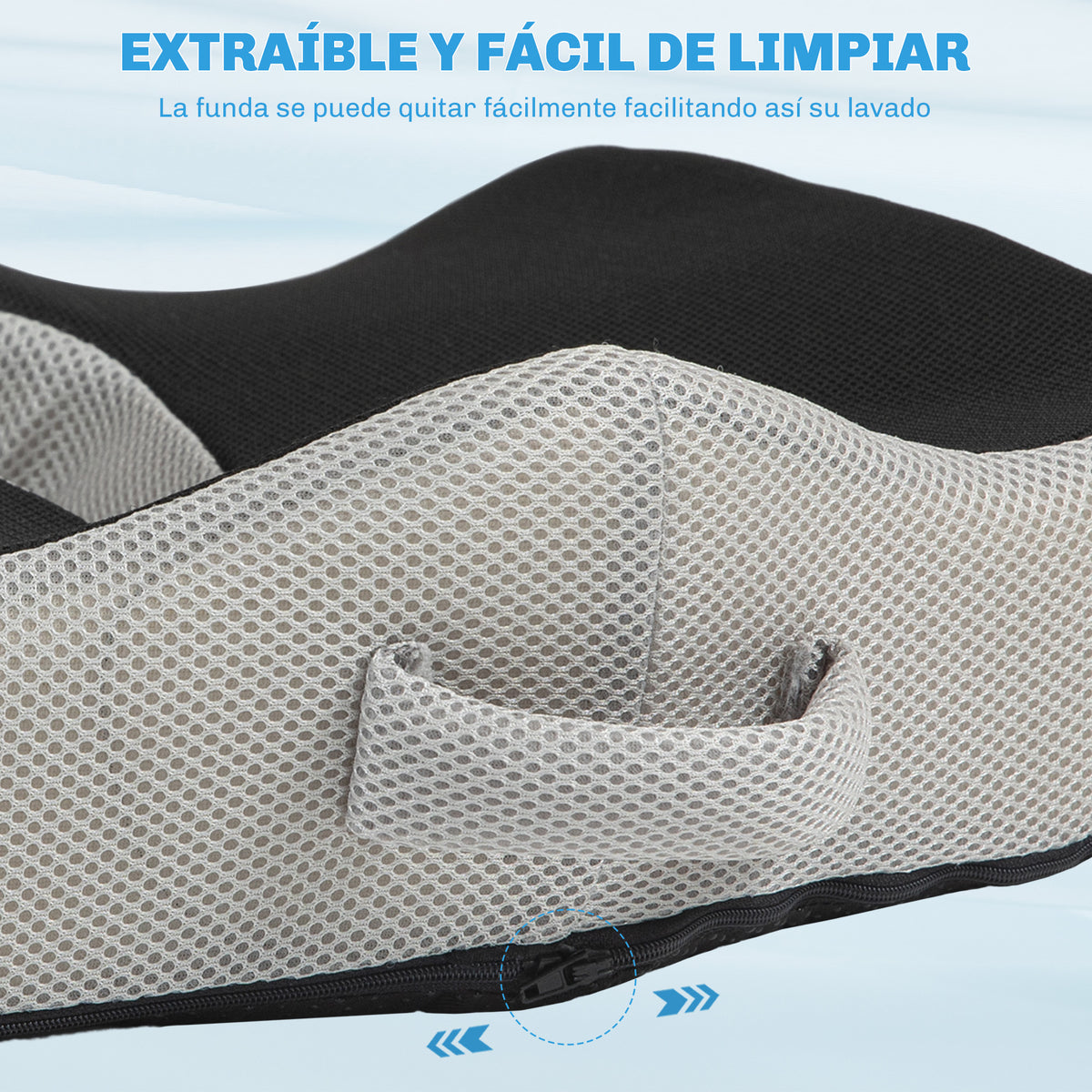 Homcom Cojín De Asiento De Espuma Viscoelástica Con Base Antideslizante Negro_5