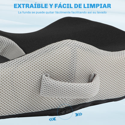 Homcom Cojín De Asiento De Espuma Viscoelástica Con Base Antideslizante Negro_5