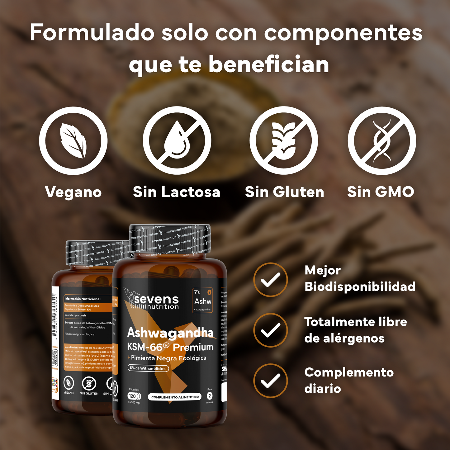 Pack 2x Ashwagandha Ksm-66 Complex Con Pimienta Negra Sevens Nutrition. Bienestar, Energía Y Concentración_3