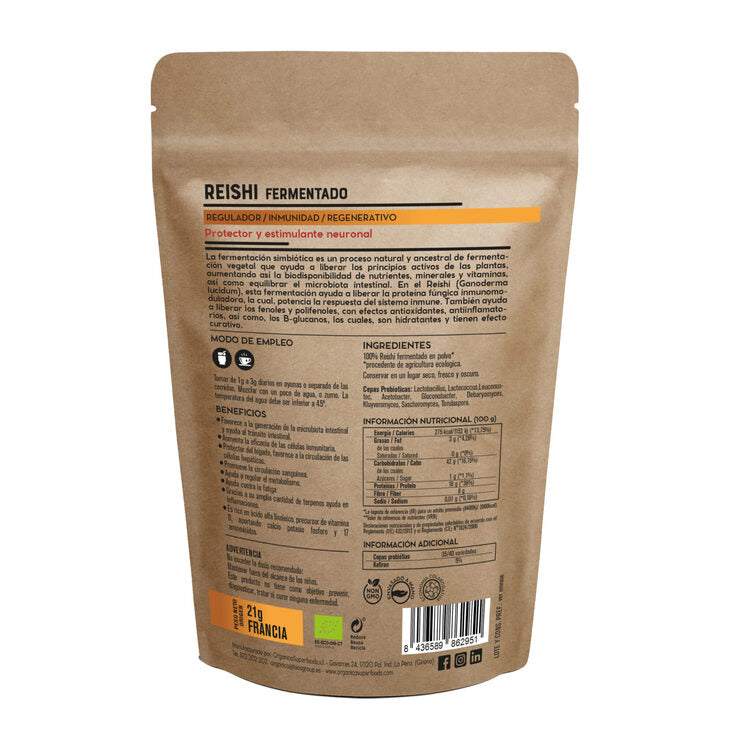 Reishi Fermentado Bio -con Prebióticos, Probióticos, Postbióticos- 90g - Orgánica Superfoods_1