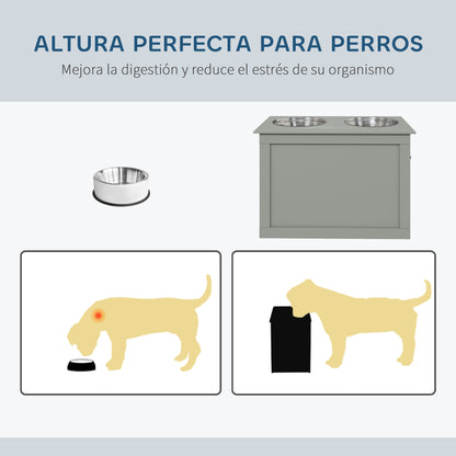 Pawhut Comedero Elevado Para Perros Con 2 Cuencos De Acero Inoxidable Gris_5