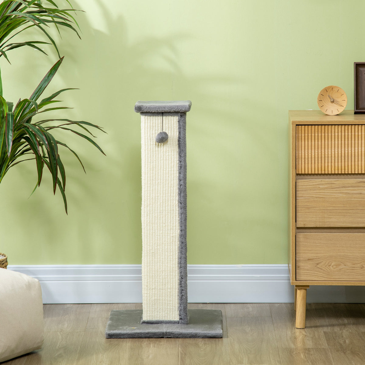 Pawhut Poste Rascador Para Gatos Altura 81 Cm Con Poste De Sisal Y Bola Colgante_3