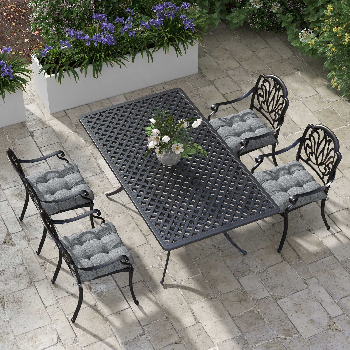 Outsunny Conjunto De Cojines Para Sillas De Comedor 48x48x10 Cm Gris_1