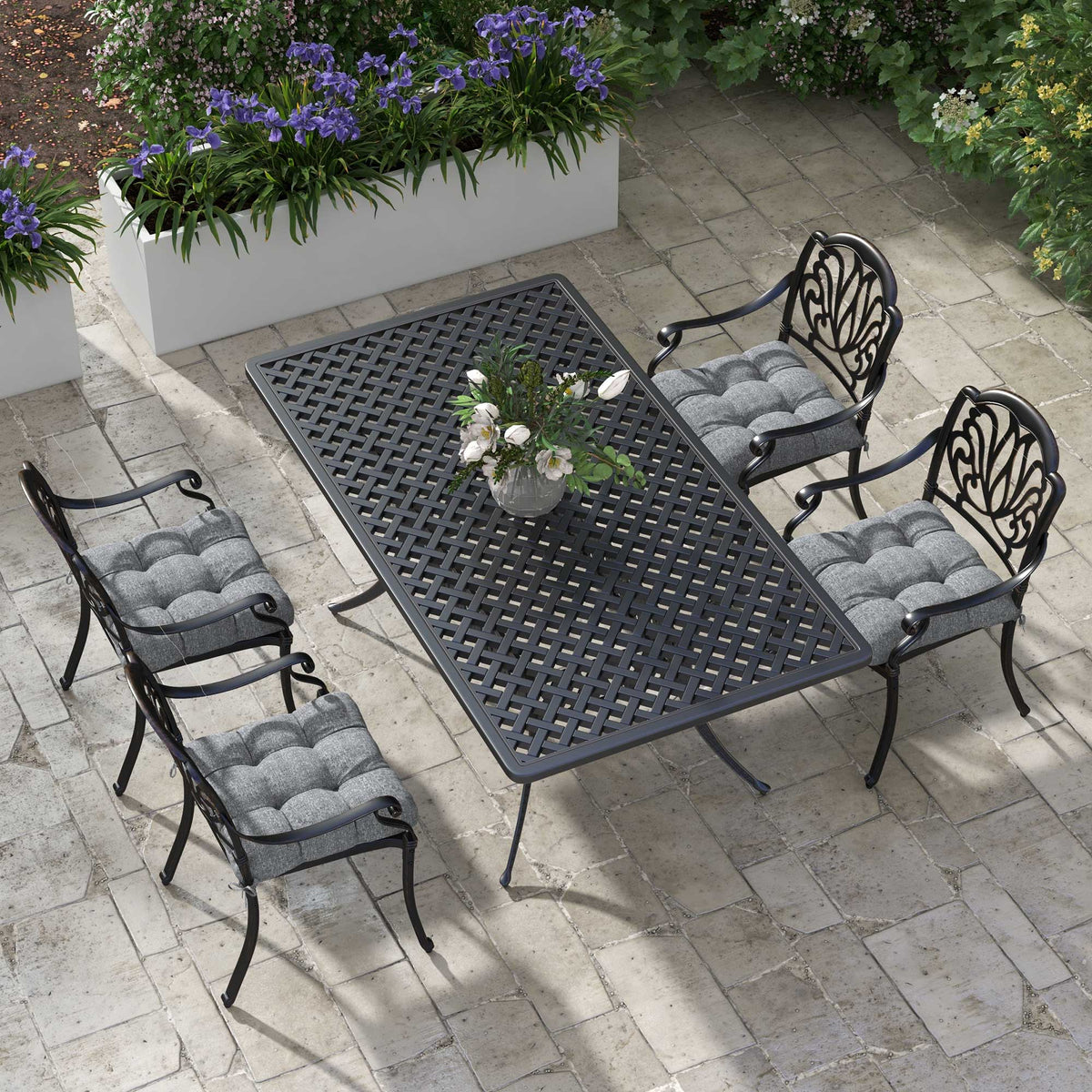 Outsunny Conjunto De Cojines Para Sillas De Comedor 48x48x10 Cm Gris_1