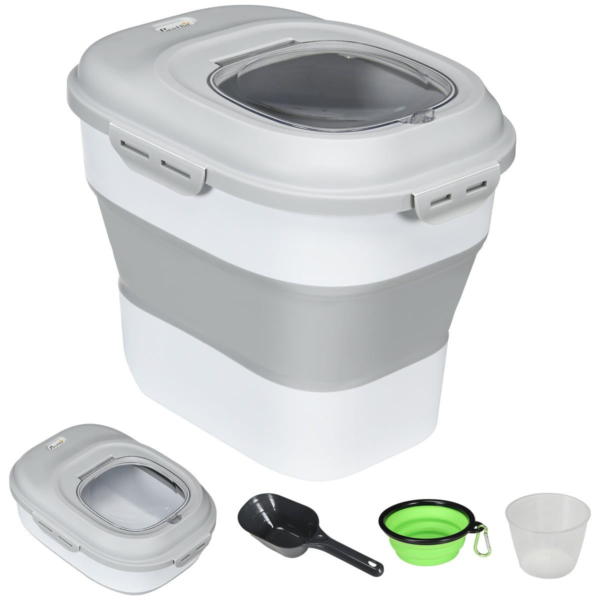 Pawhut Contenedor De Pienso Plegable 25l Con Taza Medidora Cuenco Plegable_1