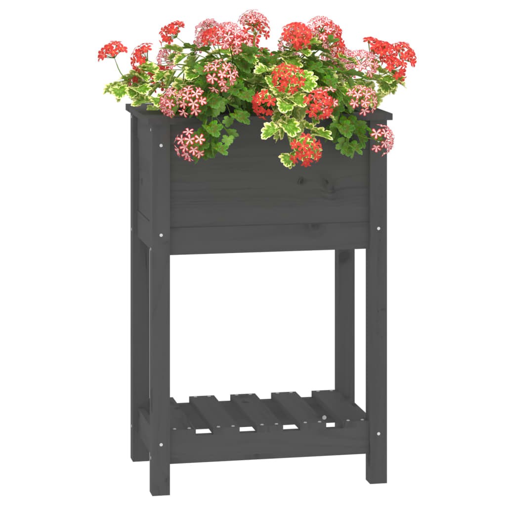 Jardinera De Madera Maciza De Pino Gris 54x34,5x81 Cm_3