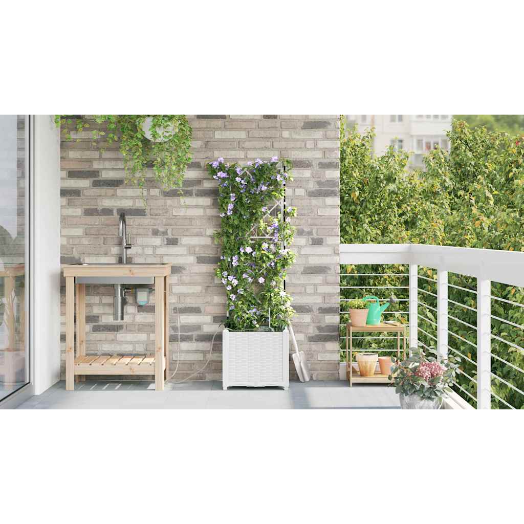 Macetero De Jardín Blanco 40 X 40 X 142 Cm Pp_3