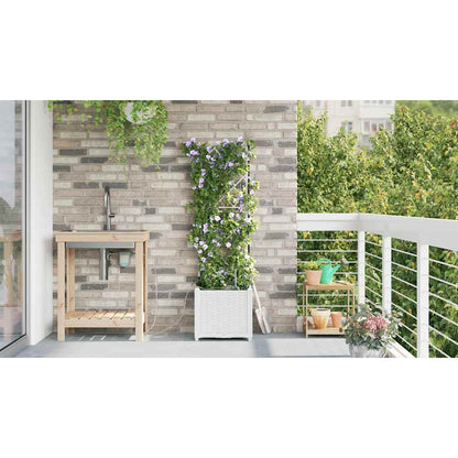Macetero De Jardín Blanco 40 X 40 X 142 Cm Pp_3