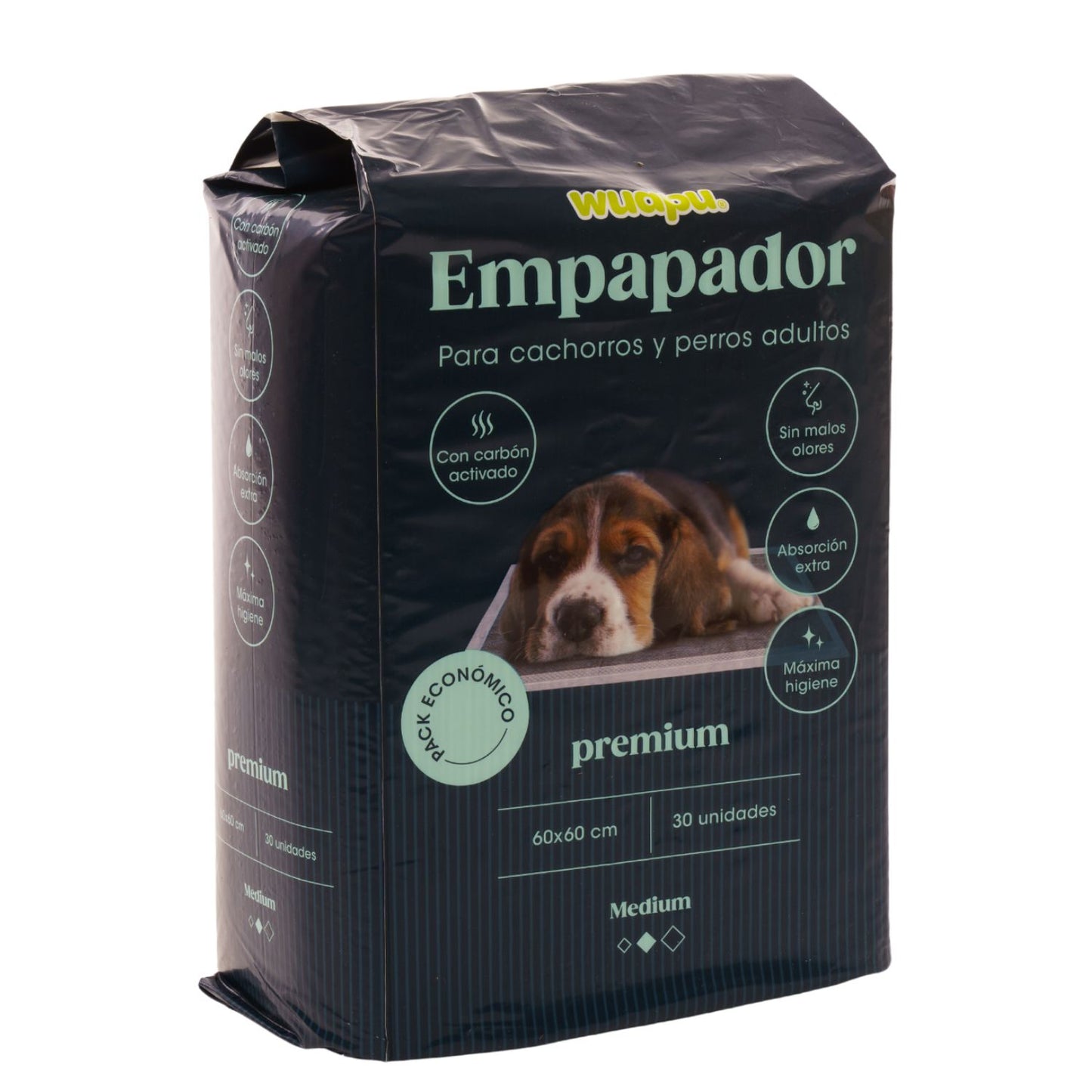 30 Empapadores Con Carbón Activado Para Perro Wuapu, Gran Absorción Sin Olores. Talla M 60x60cm_2