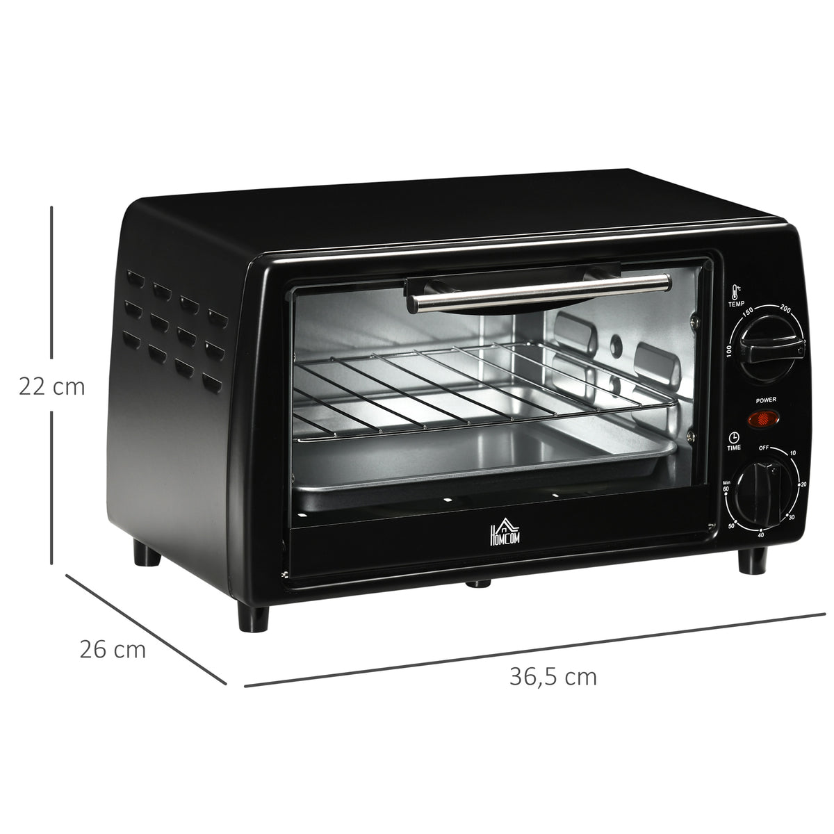 Homcom Horno Eléctrico Sobremesa 10 L 750w Temperatura 230 ℃ 36,5x26x22 Cm Negro_2