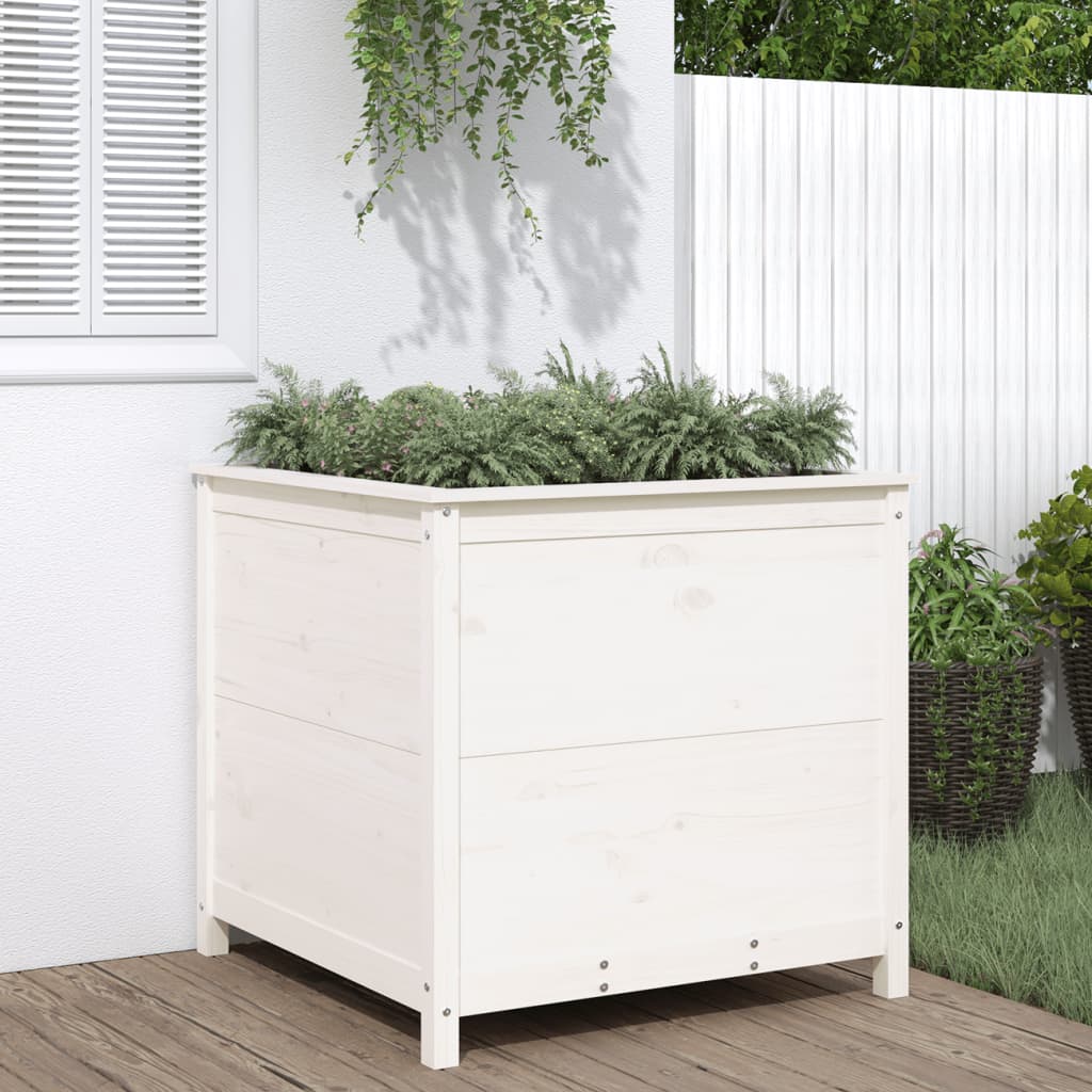 Jardinera Madera Maciza De Pino Blanco 82,5x82,5x78 Cm_1
