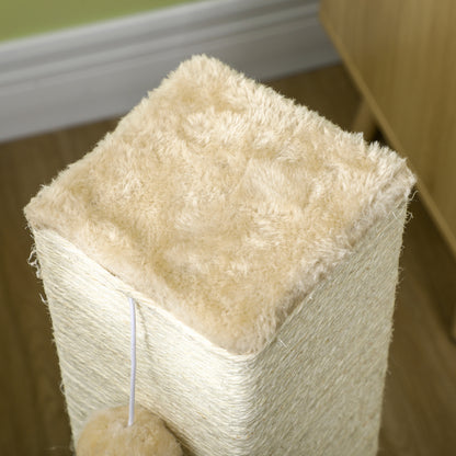 Pawhut Poste Rascador Para Gatos 79 Cm Con Bola Colgante 59,5x39x79 Cm Beige_4