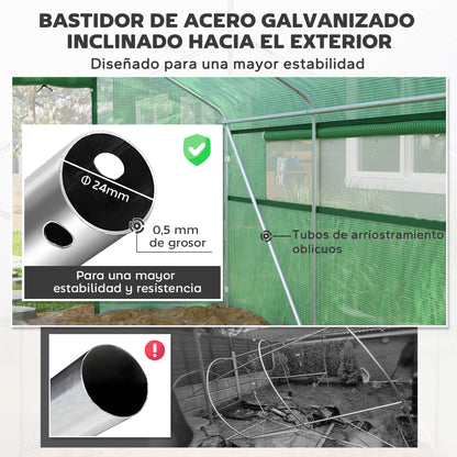 Outsunny Invernadero De Exterior 4x3x2 M Con Cubierta De Pe Anti-uv Verde_5