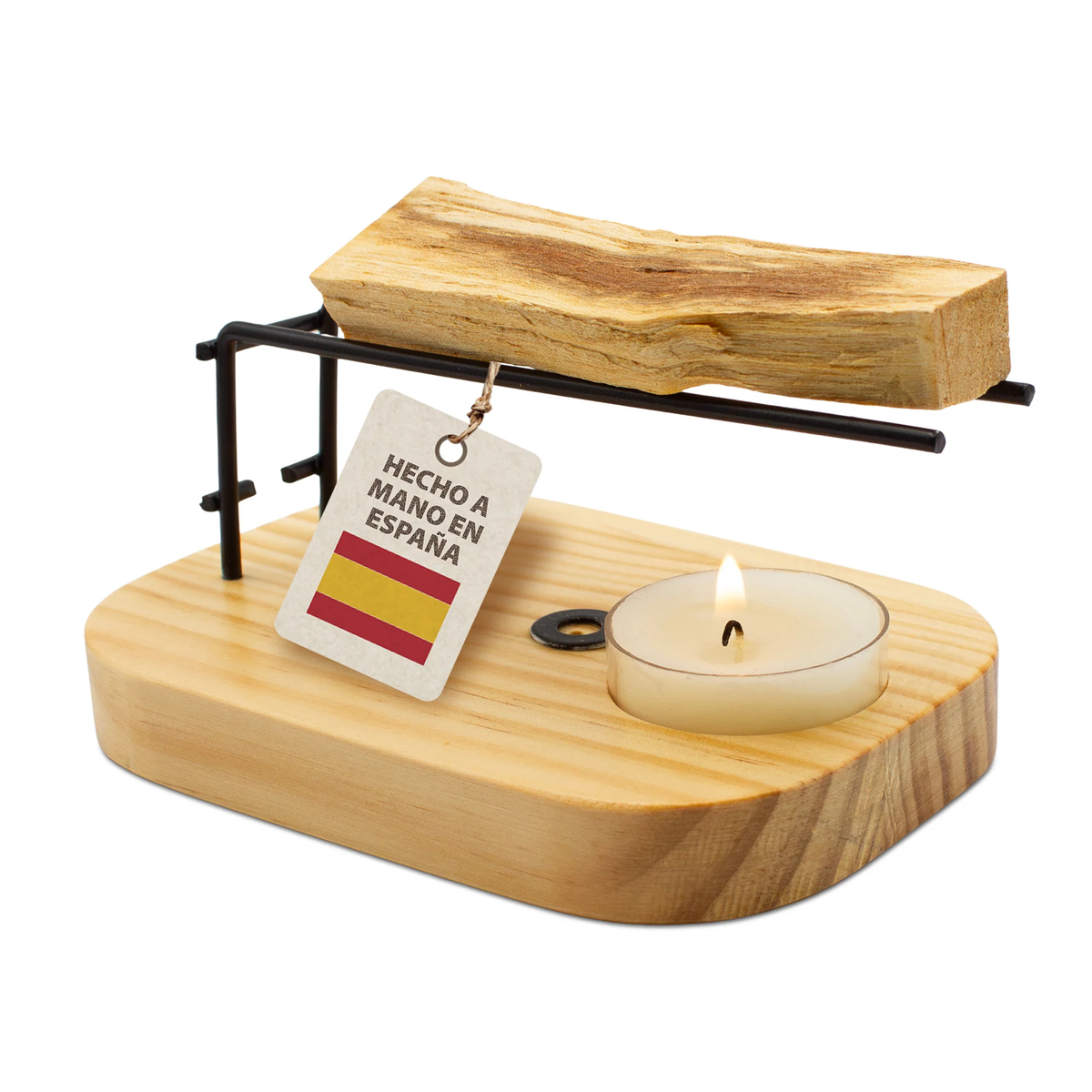 Quemador de Palo Santo SYS Aromas | Base de Madera y Soporte Metálico | Para Palo Santo, Sticks y Conos de Incienso_1