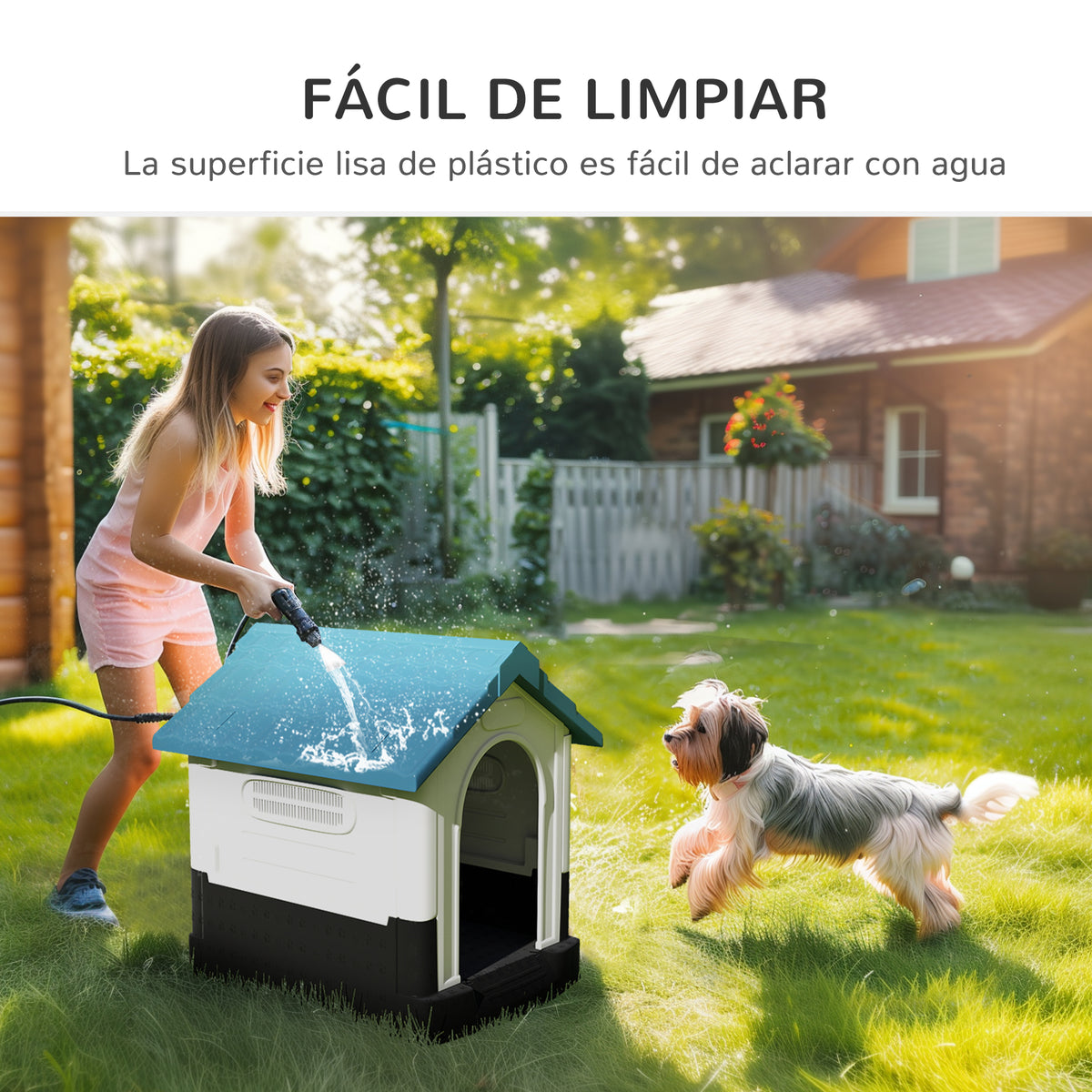 Pawhut Caseta Para Perros Mini Para Exterior Con 3 Ventanas 64,5x57x66 Cm Azul_4