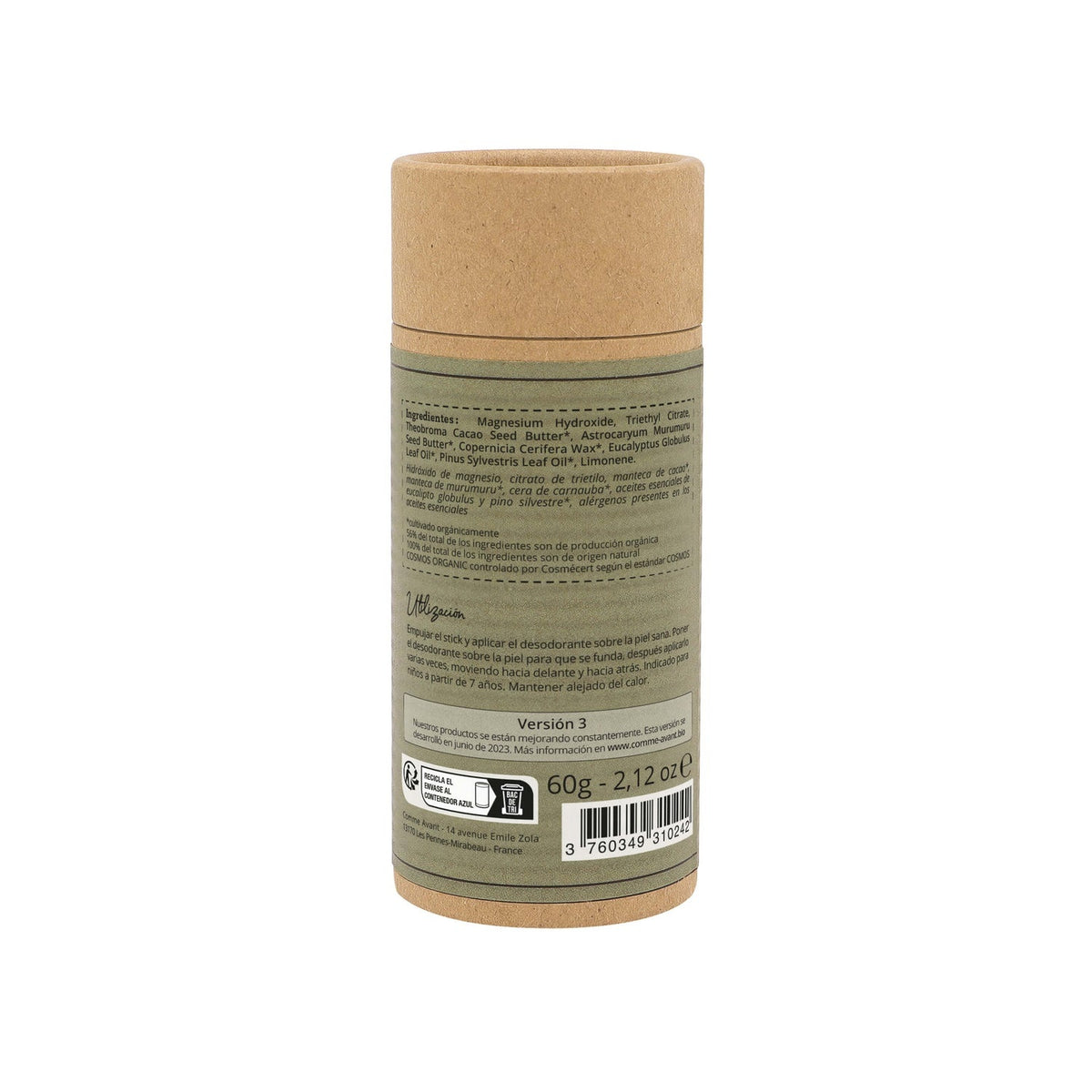 Desodorante sólido de eucalipto y pino silvestre Comme Avant 60 g
