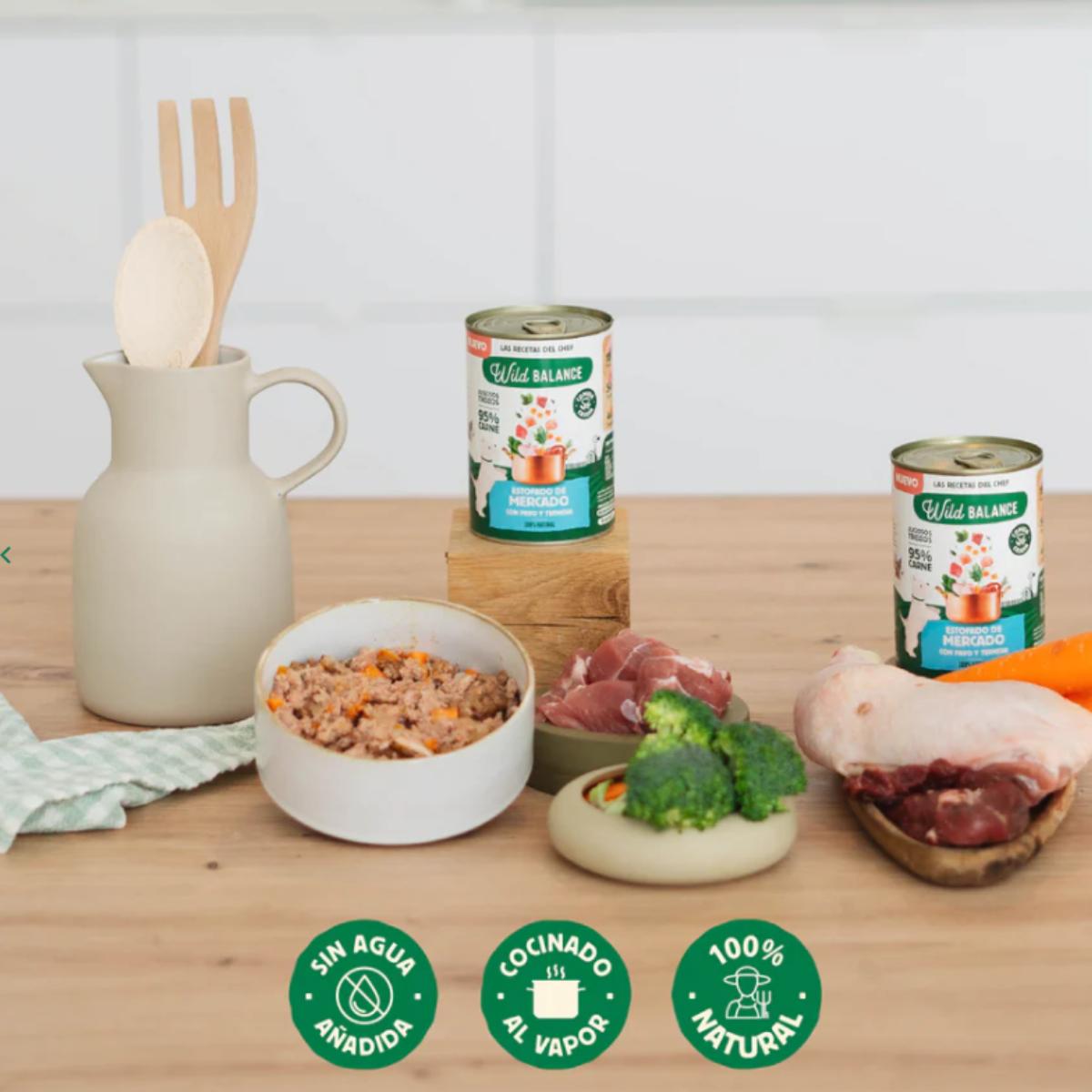 Lata completa Estofado de Mercado con Pavo y Ternera para Perros Wild Balance 400 g
