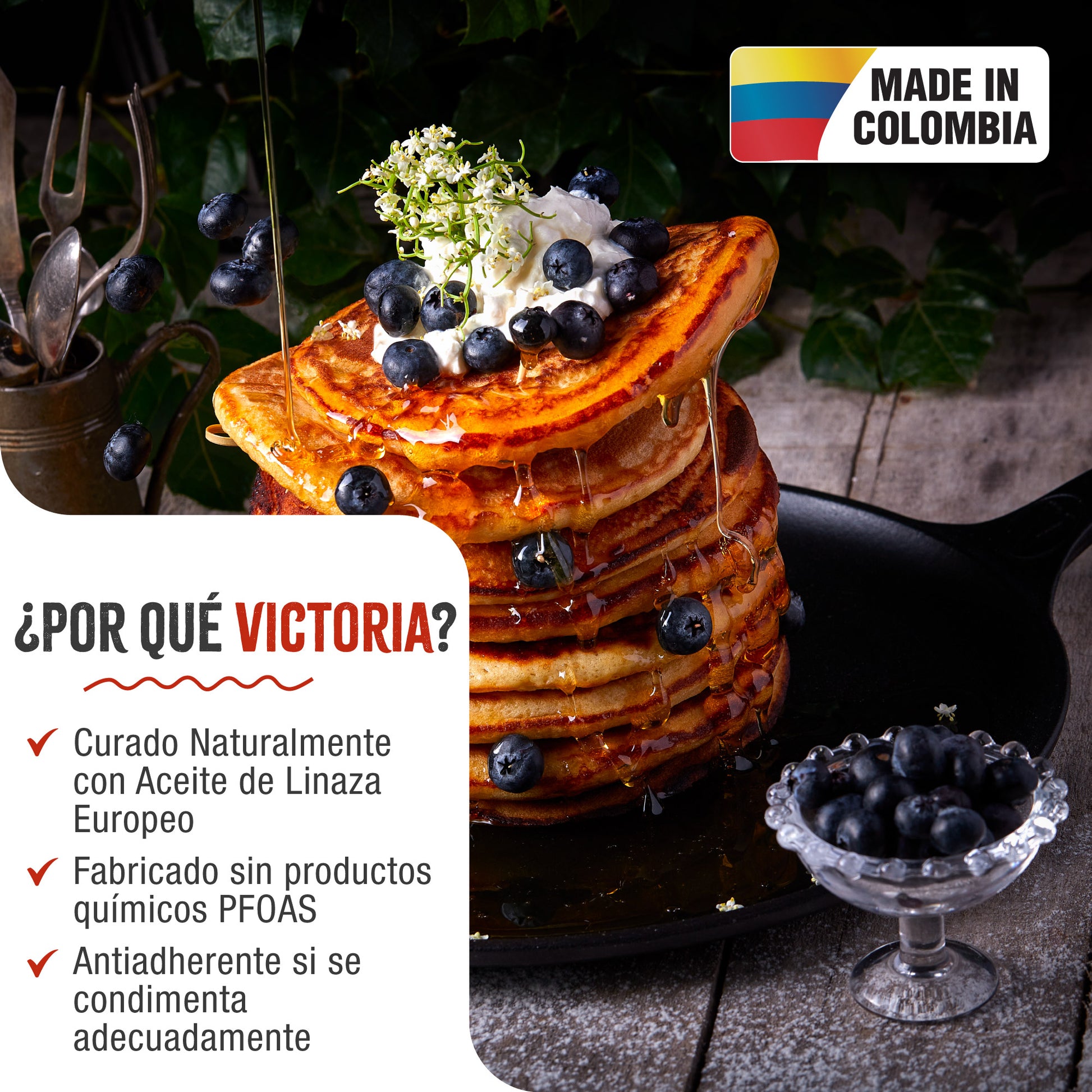 Victoria Plancha Cocina Inducción Comal Hierro Fundido Curado Para Pizza, Tortillas 30cm Fuego, Barbacoa, 35891, Negro_1