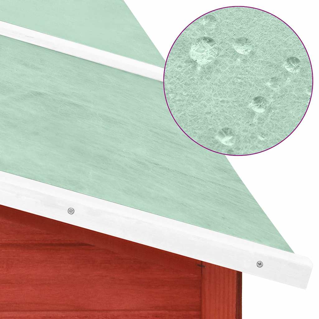 Conejera De Exterior Con Corredor Madera De Abeto Rojo Y Blanco_4