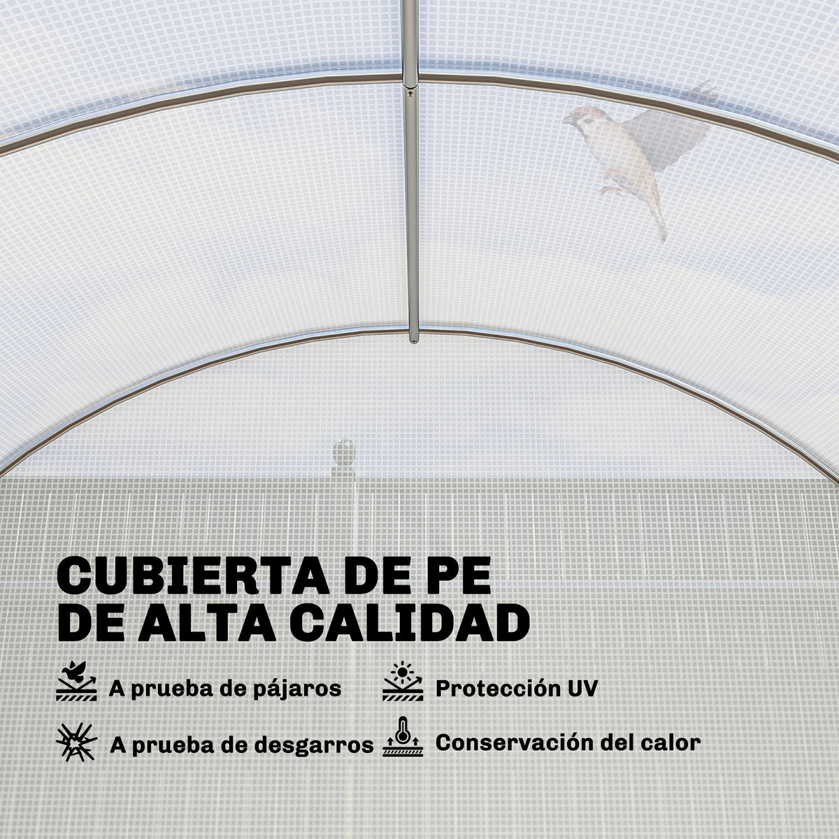 Invernadero De Túnel Outsunny Acero Galvanizado, Pe Blanco 597x295x200 Cm_4