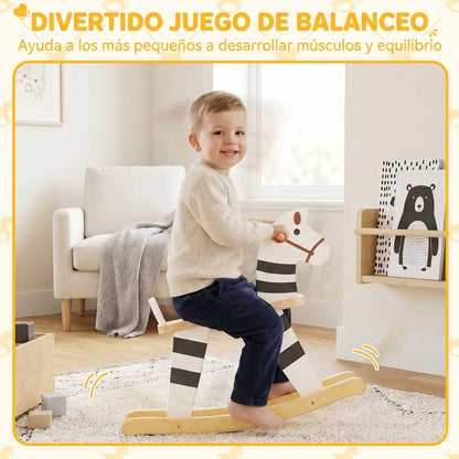 Aiyaplay Caballito Balancín Para Bebés Con Base De Madera Negro Y Blanco_5