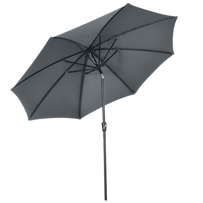 Outsunny Sombrilla De Jardín Ø300x252 Cm Con Manivela Techo Inclinable Gris_0