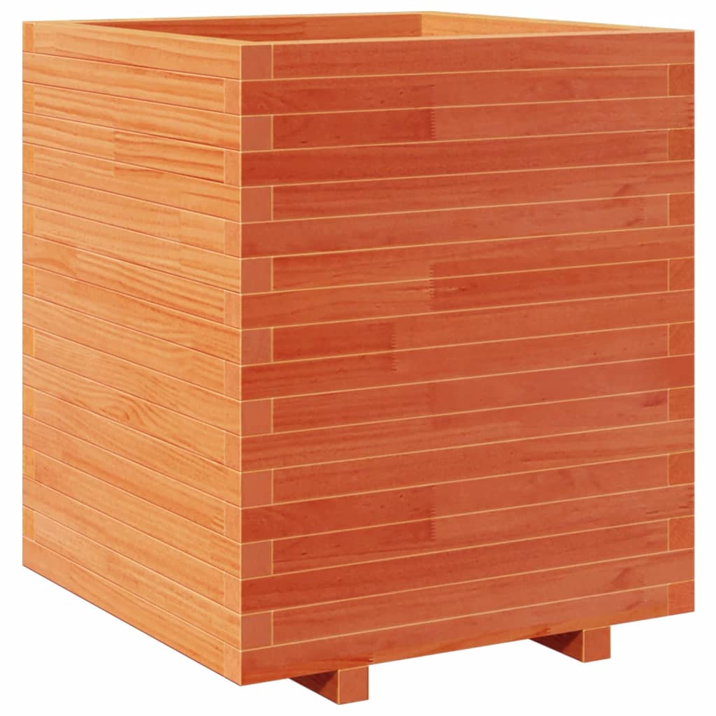 Jardinera Madera Maciza De Pino Marrón Cera 60x60x72,5 Cm_0