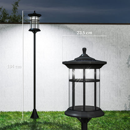 Outsunny 2 Farolas Solares Exterior Con Panel Solar 23,5x23,5x184 Cm Negro_2