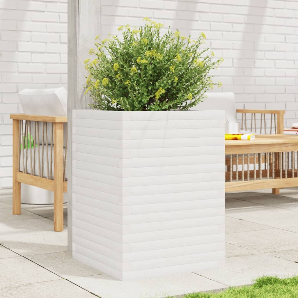 Jardinera Madera Maciza De Pino Blanco 50x50x68,5 Cm_1