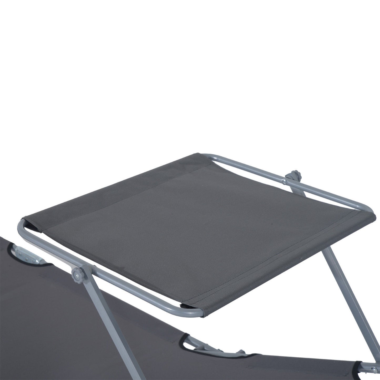 Outsunny Tumbona De Jardín Plegable Con Toldo Desmontable 187x58x36cm Gris_3