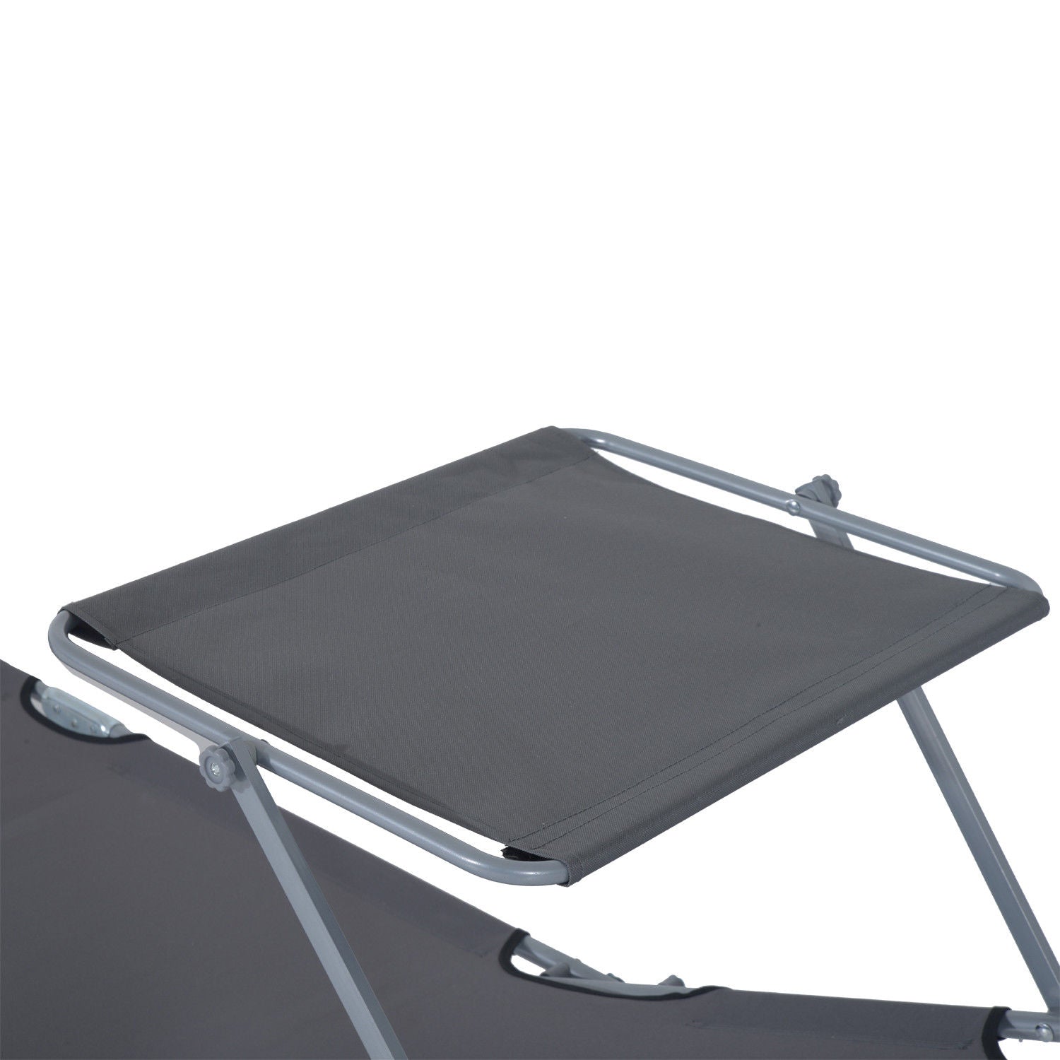 Outsunny Tumbona De Jardín Plegable Con Toldo Desmontable 187x58x36cm Gris_3