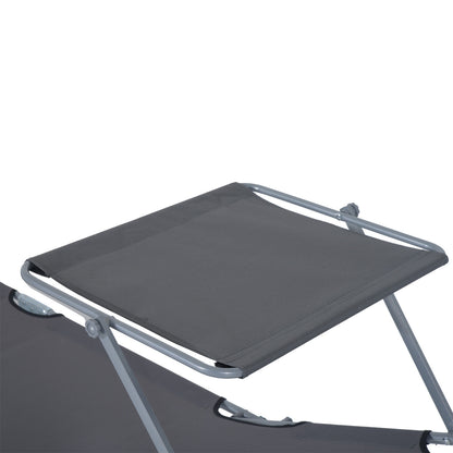 Outsunny Tumbona De Jardín Plegable Con Toldo Desmontable 187x58x36cm Gris_3