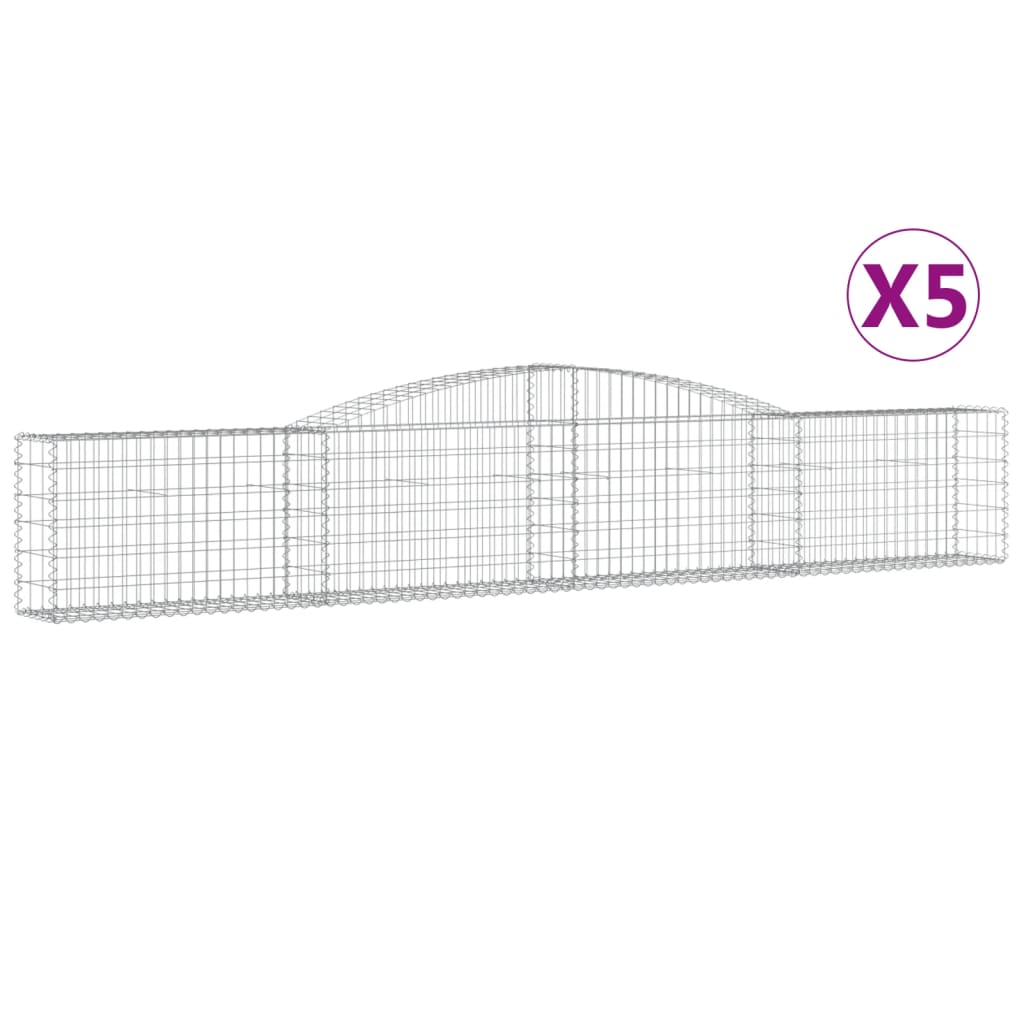 Cestas De Gaviones 5 Uds Forma De Arco Hierro 400x30x60/80 Cm_0