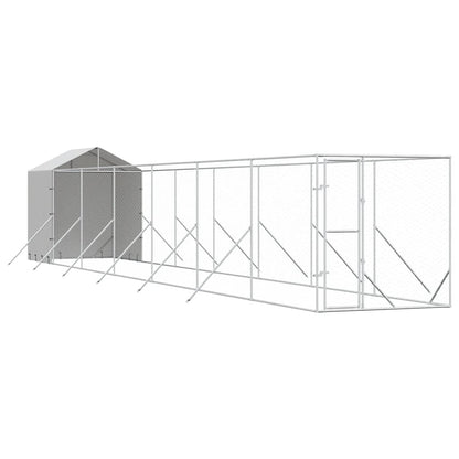 Perrera De Exterior Con Toldo Acero Galvanizado Plata 2x14x2,5m_0