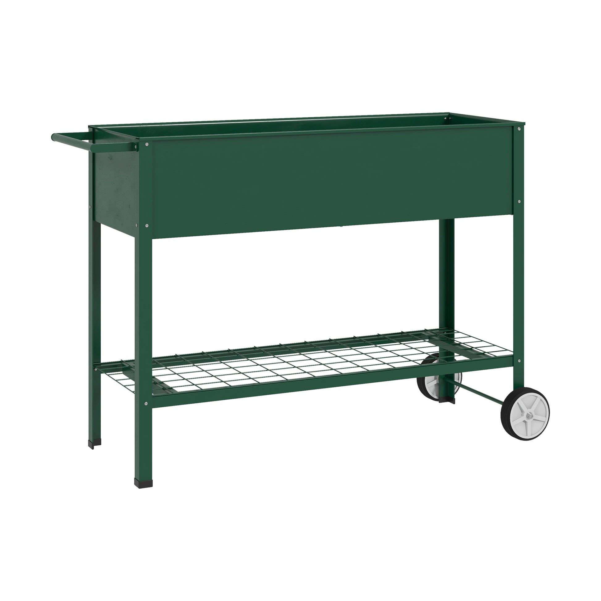 Outsunny Mesa De Cultivo 109x44x80 Cm Con 2 Ruedas Estante Y Asa Verde_0