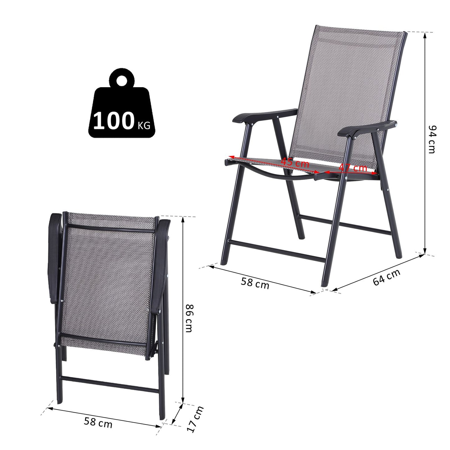 Outsunny Conjunto De 2 Sillas Plegables Con Reposabrazos Para Jardín O Terraza_2