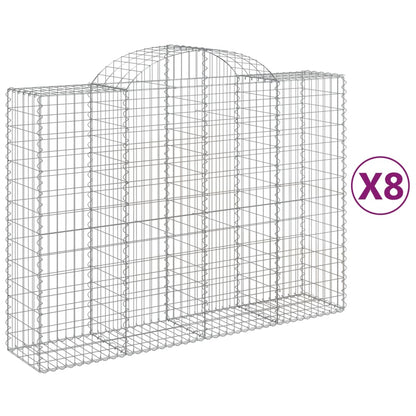 Cestas Gaviones 8 Uds Forma De Arco Hierro 200x50x140/160 Cm_0