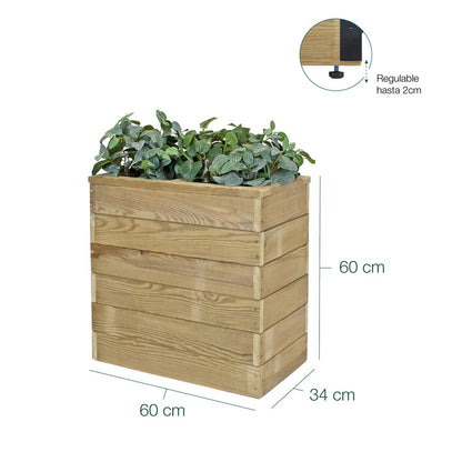 Jardinera Con Autorriego De Madera Nidum Basic Interior Y Exterior Hortalia 60x34x60 Cm_5