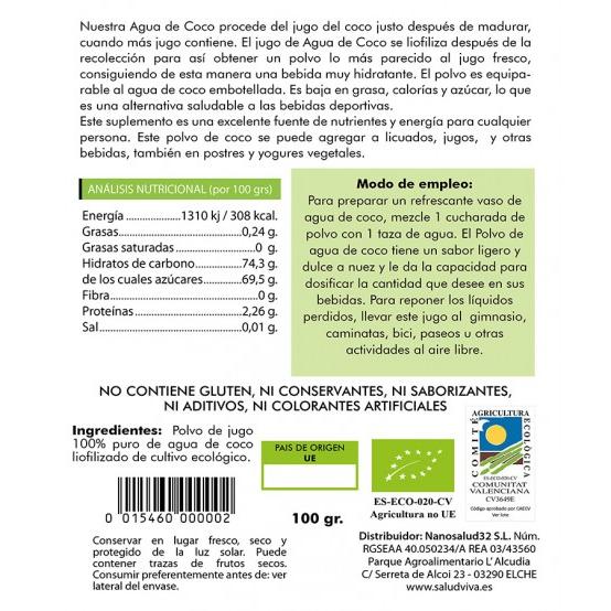 Agua de coco en polvo Salud Viva 100 g