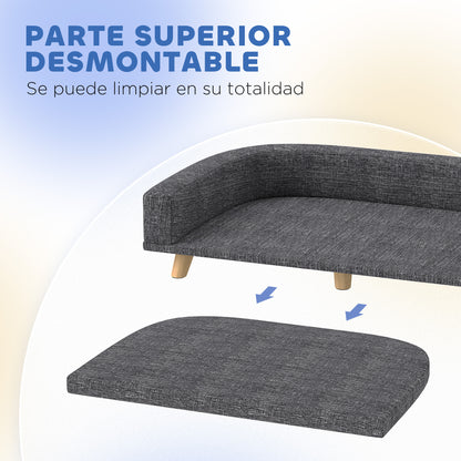 Pawhut Sofá Para Perros Grandes Con Cojín Lavable 98x67x25 Cm Gris Oscuro_4