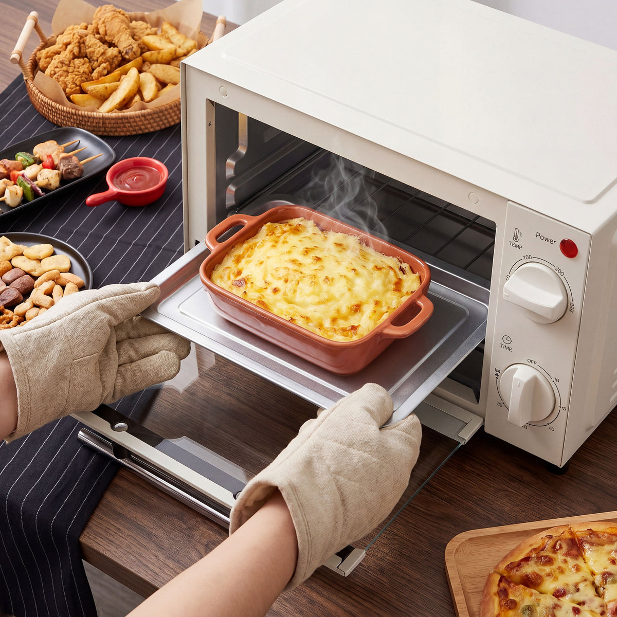 Homcom Mini Horno Eléctrico 9l 50w Con Temperatura Ajustable Temporizador Crema_3