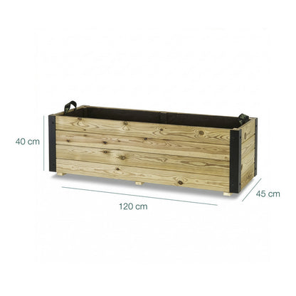 Jardinera Exterior De Madera Con Refuerzo De Aluminio Ghio Al Hortalia 120x45x40 Cm_5
