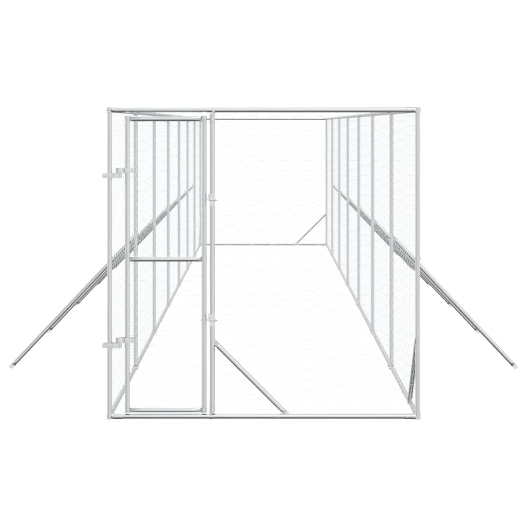 Perrera De Exterior Acero Galvanizado Plateado 2x14x2 M_3