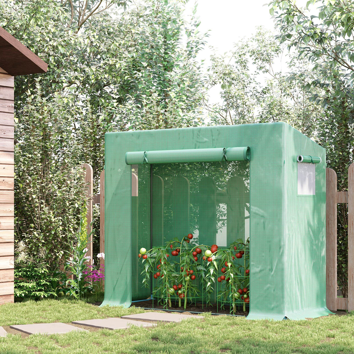 Outsunny Invernadero Pequeño Con Ventanas Para Cultivar Tomates Verde_1