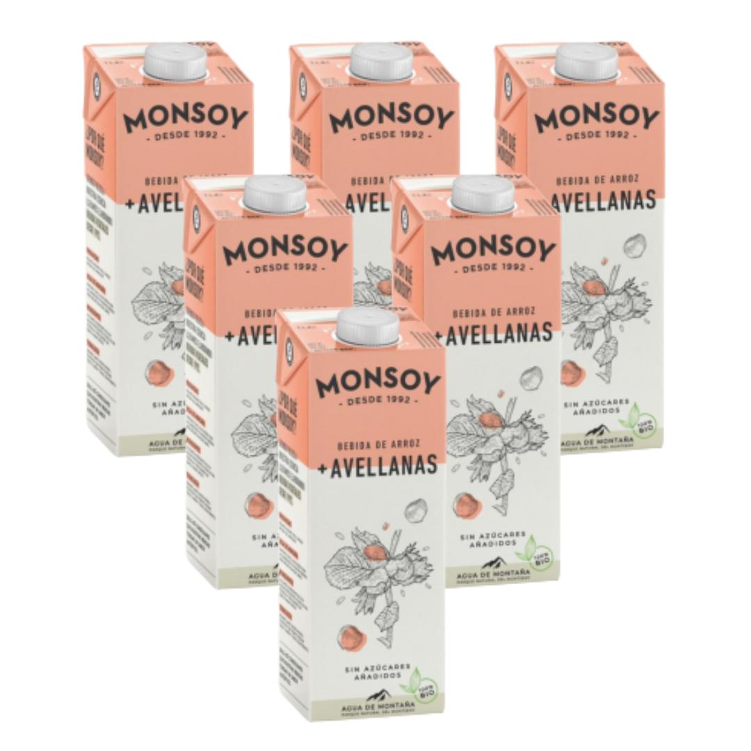 Pack 6 x Bebida Arroz y Avellanas BIO Monsoy 1L