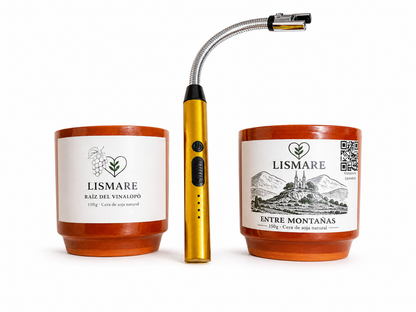 Pack 2 velas aromáticas de soja + encendedor eléctrico recargable – El Silencio Del Fuego - Lismare_0